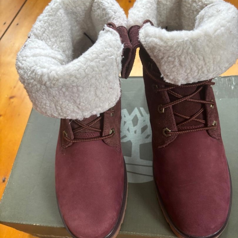 Timberland Jayne WP Fleece/Fur Fold Down Burgundy Nubuck 8.5 M/M